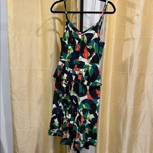 J. Crew Colorful Leaf Print Midi Dress